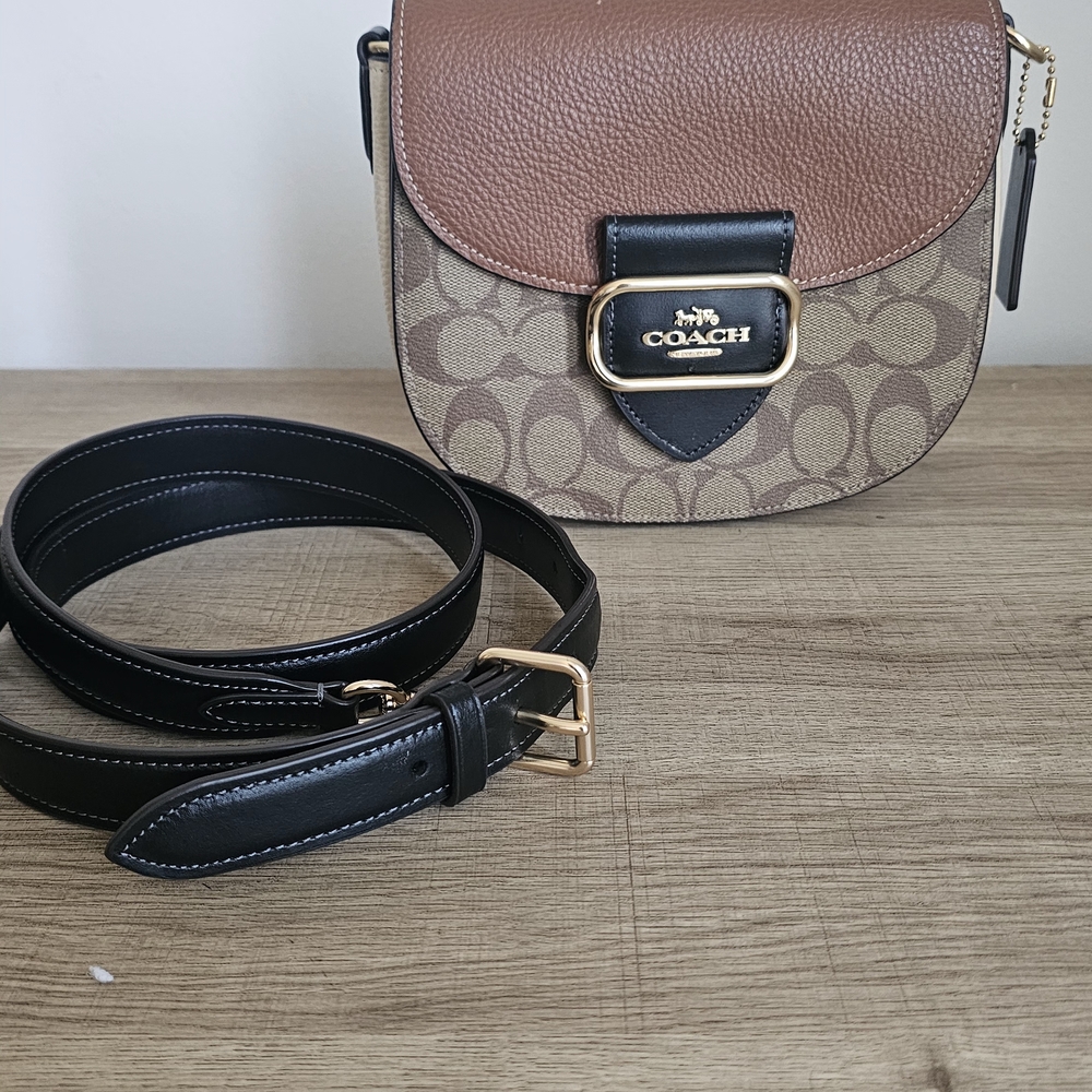 Coach Tan and Black Crossbody Bag